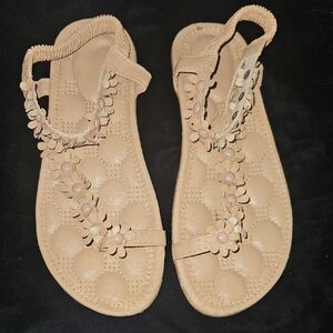 Private Label Tan Floral Women's Sandals